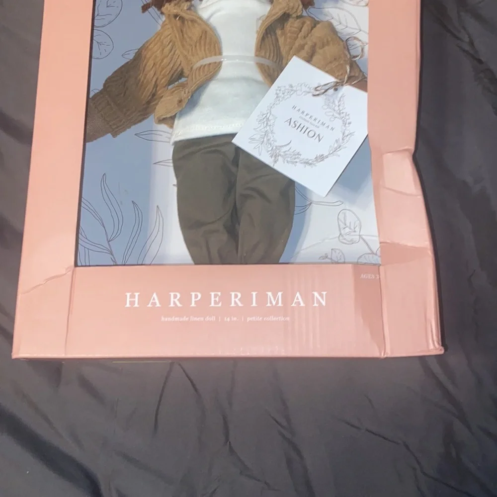 Harperiman Ashton handmade linen 14 inch doll, new in box.